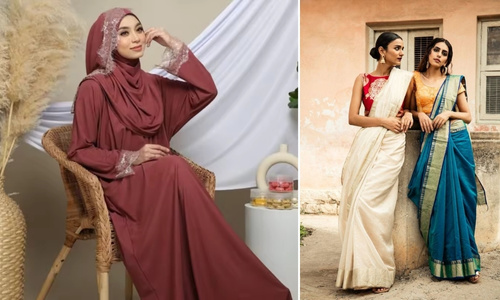 traditional clothing such as saris and abayas